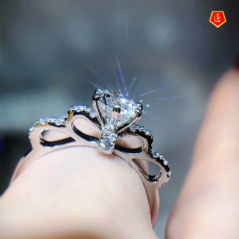 [Ready Stock]New Creative Bowknot Ring Pt950 Moissanite