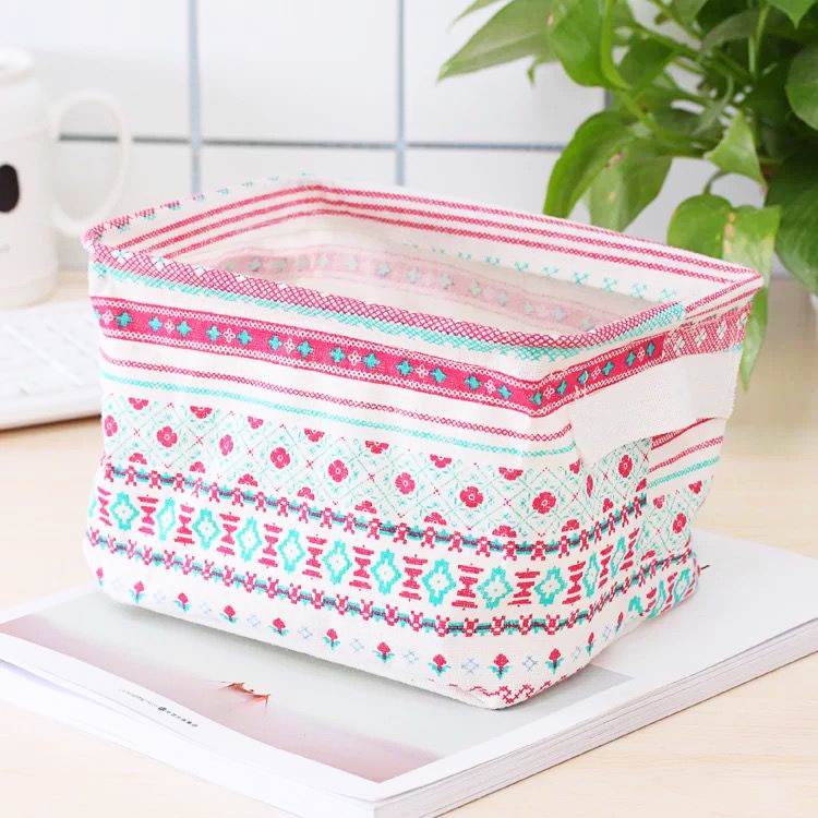 Kotak Penyimpanan Serbaguna MOTIF TERLENGKAP Canvas Storage Organizer Kanvas Natural Toy Storage Box Cosmetic Book Organizer Container Laundry Basket Babymaniashop