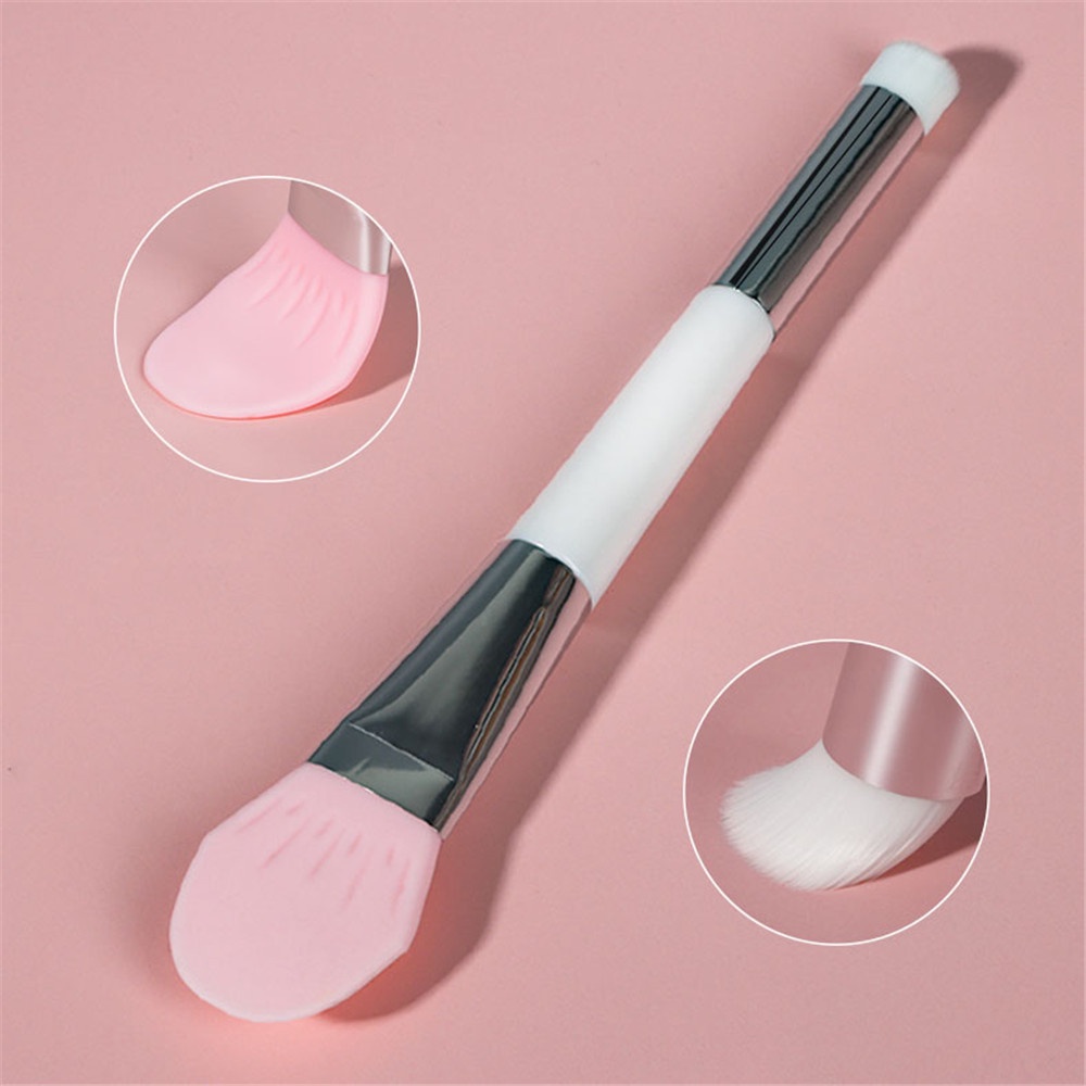 1pc Brush Masker Lumpur Kepala Ganda Bahan Silikon Rambut Lembut Untuk Alat Kecantikan Wanita