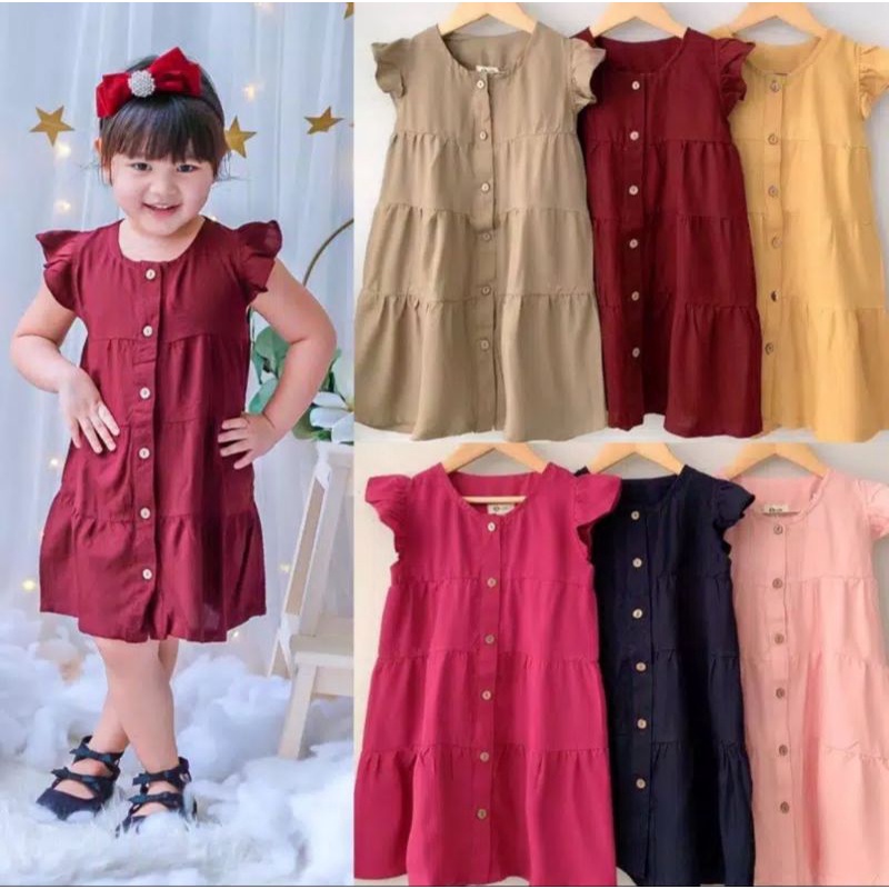 DISKON REJECT WARNA DAN CUCI GUDANGStella Dress Rayon Viscose Super Premium Dress Anak Murah