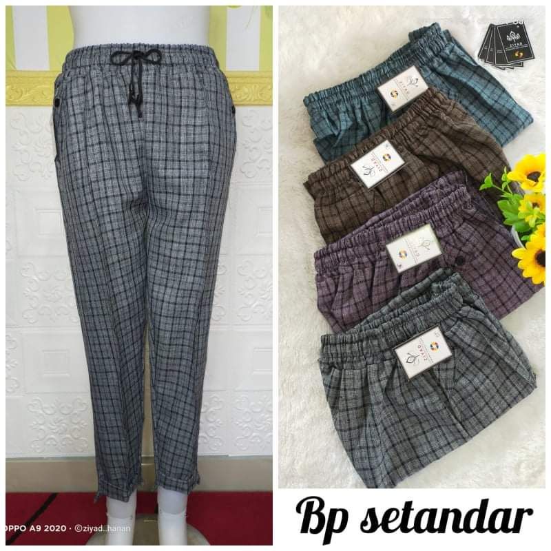 Celana baggypant wanita dewasa motif kotak/celana kotak/celana harian/celana santai/celana wanita