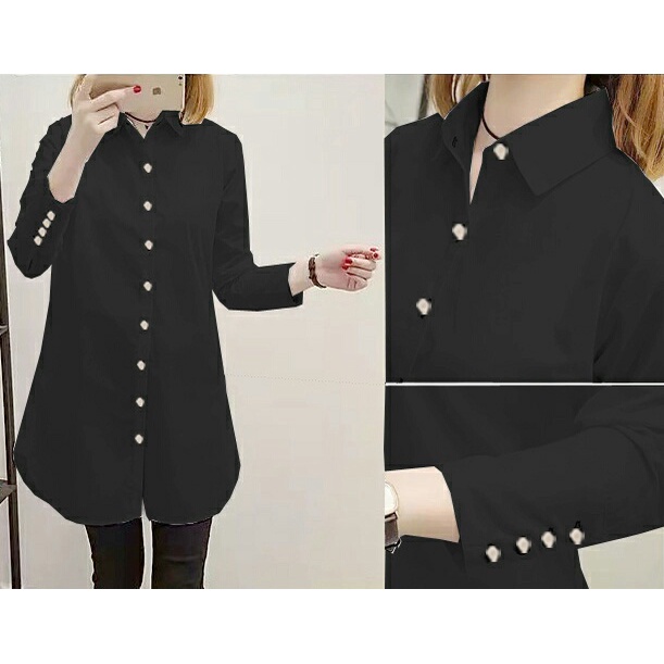 Kemeja Cardigan Crop Lengan Panjang Wanita Casual