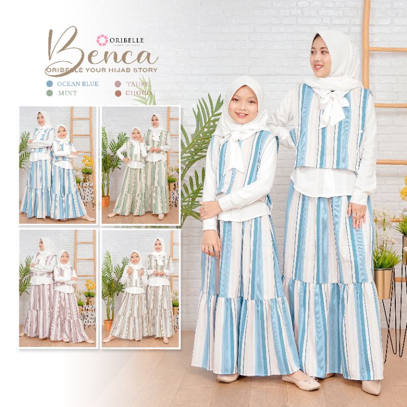 BENCA BY ORIBELLE KIDS ORIGINAL ONE SET SHIRT ROK Gamis couple mom kids Setelan Kulot Baju anak pere