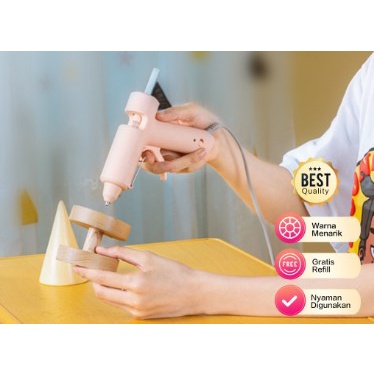 

Hot Melt Glue Gun / Lem Tebak 20W/60W 100-240V Warna Pastel dengan Refill 10pcs 3140X