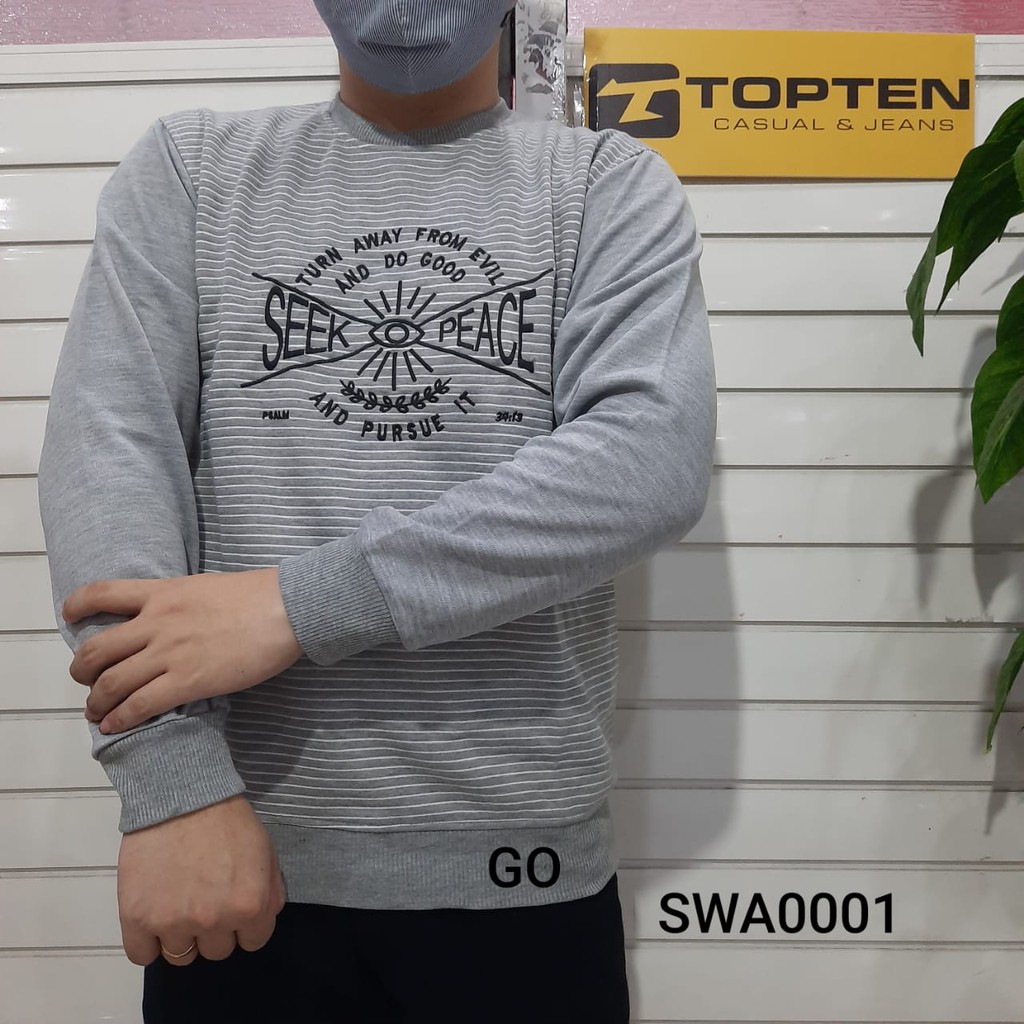 gof SWEATER TOPTEN OBLONG Pakaian Pria Outerwear Sweater Original Casual Santai Motif Lengan Panjang