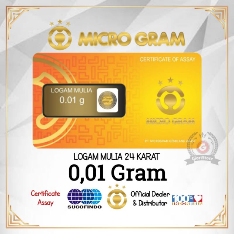 MICROGRAM 0.01 Gram Logam Mulia Emas Mini 24 Karat