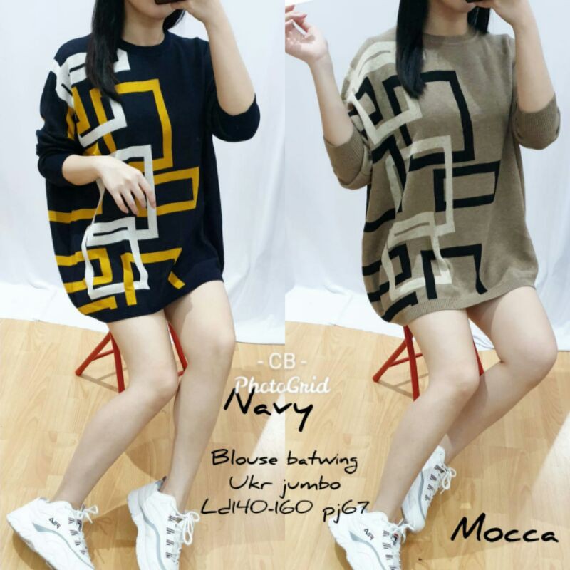 New Atasan rajut wanita jumbo big size/blus rajut import/kaos rajut jumbo big size