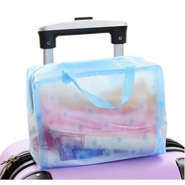 Tas Kosmetik Pouch TRANSPARAN PVC Make Up Wallet Bag Anti Air Waterproof - Dompet Travelling