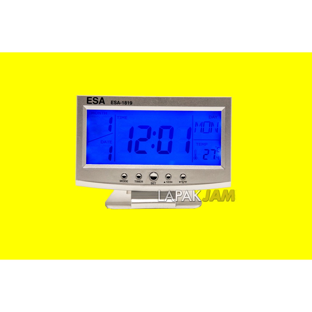 Jam Weker Esa-1819 Digital Led Sensor Temp Battery Dimensi 14.5x8.5 Cm