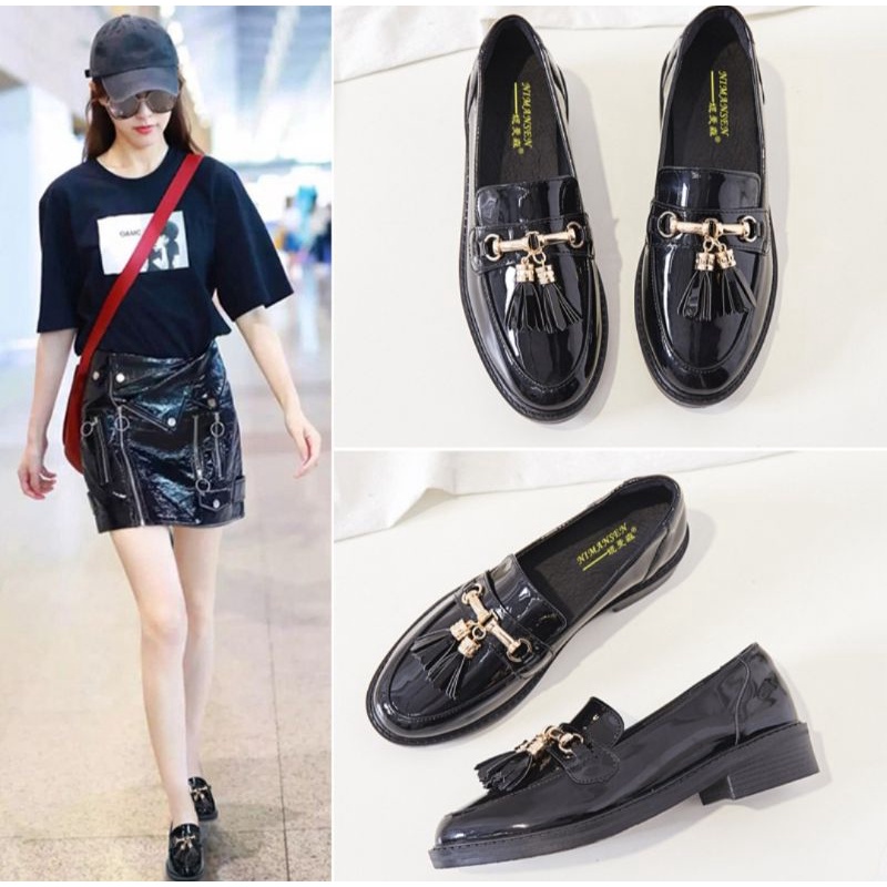 Sepatu Docmart Wanita Violla Loafers Kasual Hitam / Sepatu Kulit Wanita Premium SP 530 / Bisa Cod