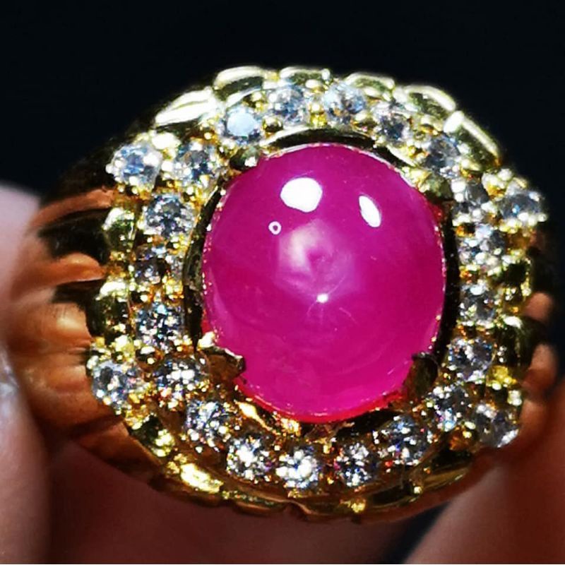 Natural Batu Permata Red Ruby Star Burma Tajam Playing Colour
