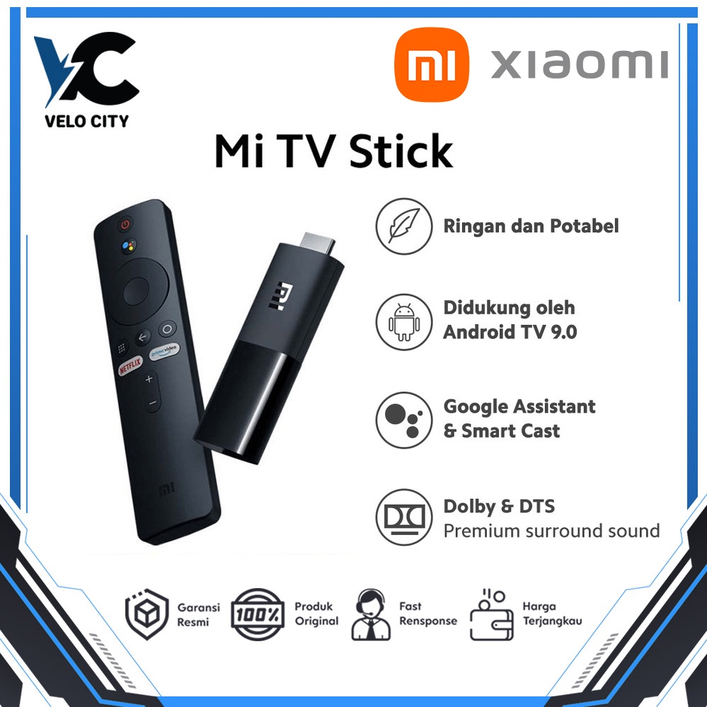 Xiaomi Mi TV Stick Android 9.0 Google Assistant &amp; Smart Cast Garansi Resmi