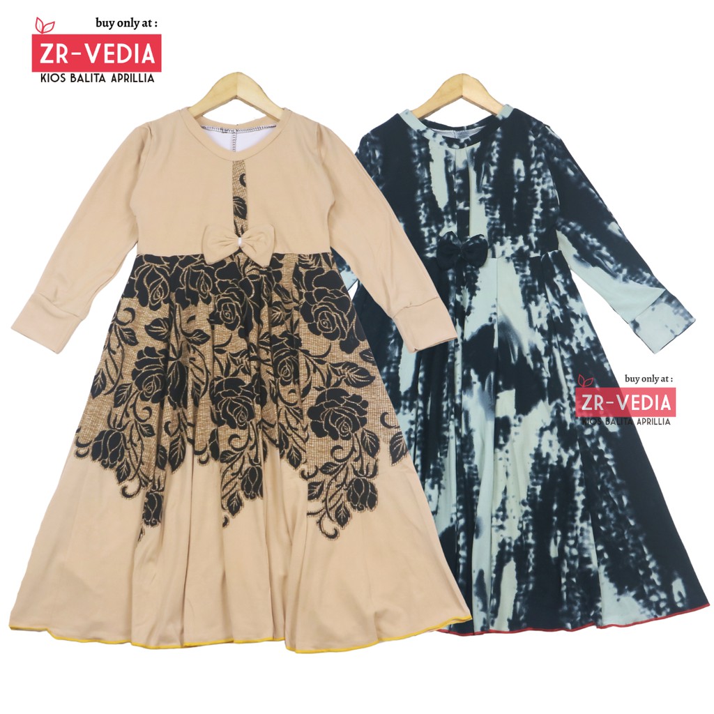 Gamis Pita Uk. 4-5 tahun / Gamis Anak Perempuan Muslim Ngaji Dress Lengan Panjang Murah Pita Motif