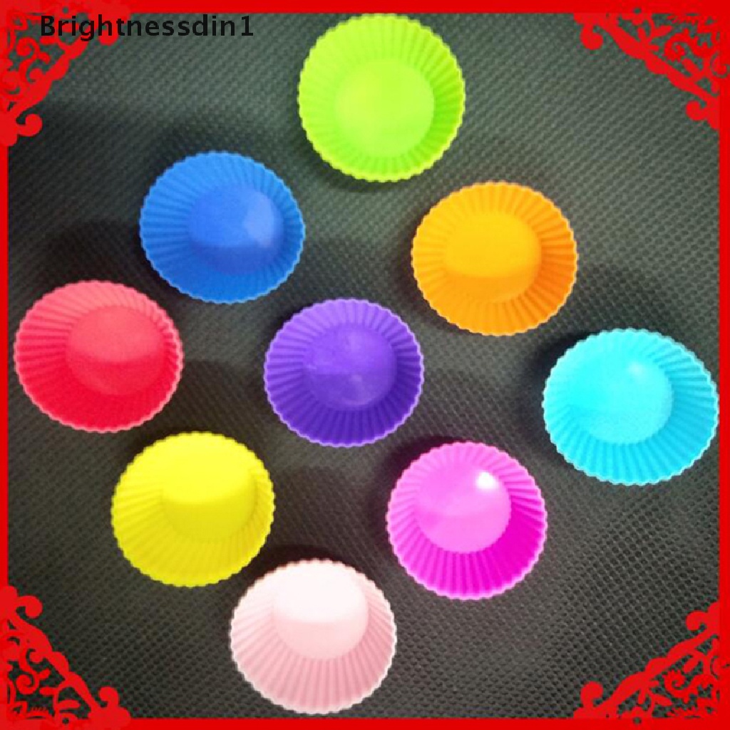 5 Pcs / Set Cetakan Kue Muffin Cupcake Bentuk Bulat Bahan Silikon Ukuran 7cm DIY