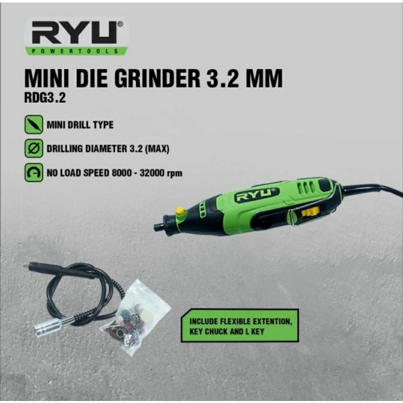 RYU Die Grinder RDG 3.2 Mini Die Grinder Mesin Gerinda  Bor Tuner Porting Set Hand Grinder