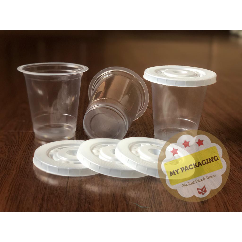 Tutup Gelas Plastik DATAR / Lid Cup Flat (harga 45pcs) TIPIS