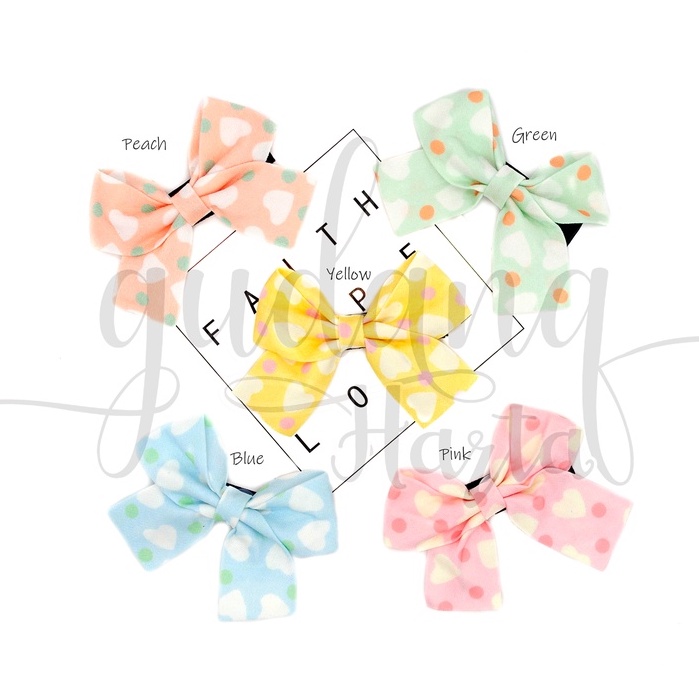 Jepit Rambut Pastel Heart Bow Hairclip Motif Hati Simple GH 213903