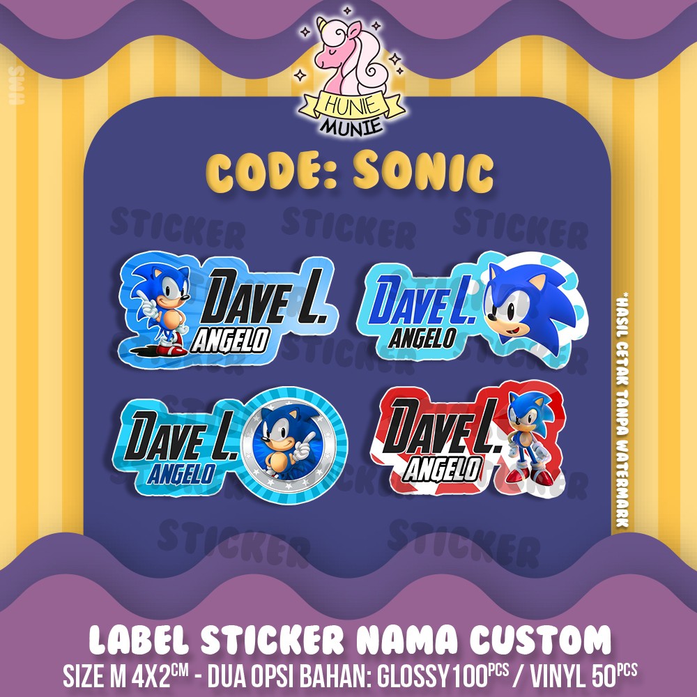 

Sticker Label Nama Custom - Sonic (100pcs) Stiker