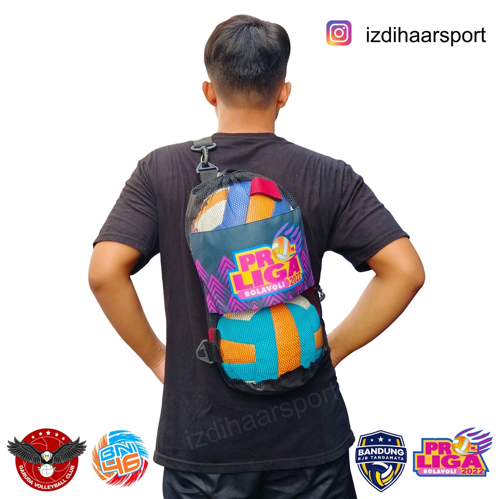tas bola printing isi 2 kantong bola voli proliga bni garuda bjb