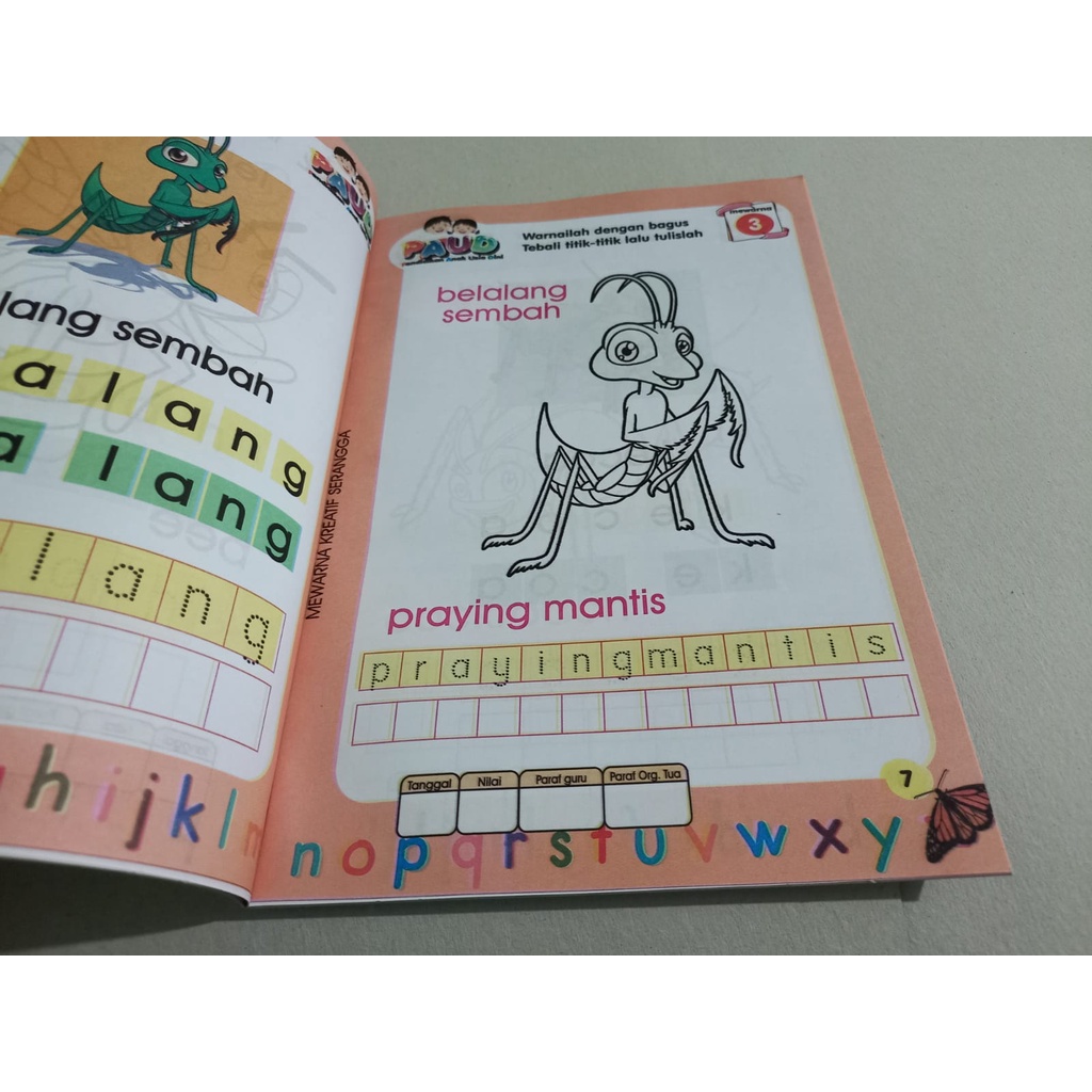 Buku Mewarnai Anak Paud Mewarnai Kreatif Aneka Serangga Menebali dan Menulis Huruf (HVS FULL COLOR)