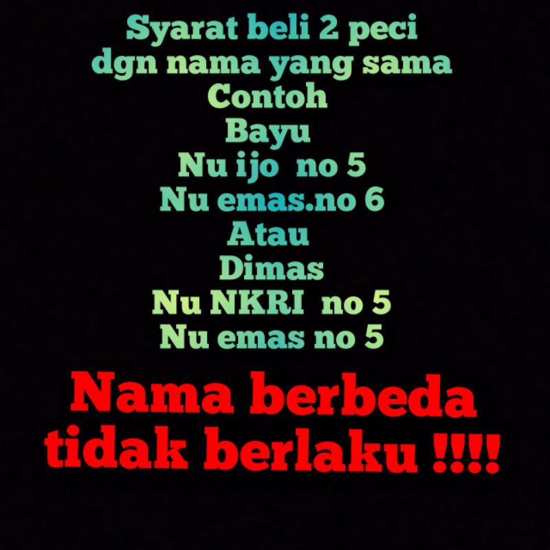 PECI NU harus 2 peci dengan nama yang sama