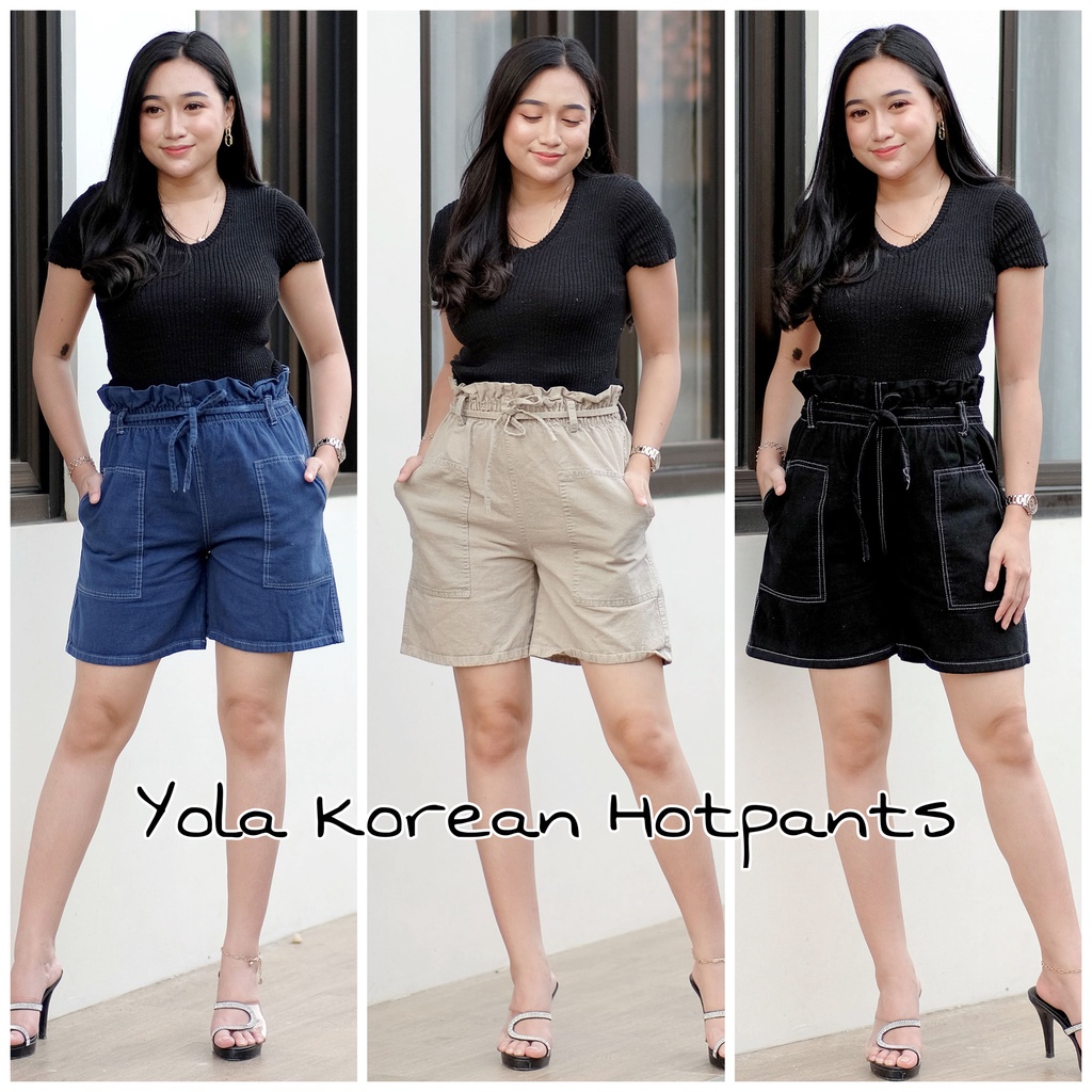 YOLA HIGHWAIST HOTPANTS JEANS/ CELANA PENDEK JEANS MODEL KOREAN STYLE