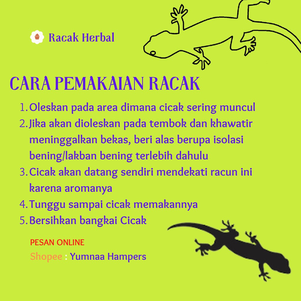 Cod Racun Cicak Ampuh Racak Herbal Alami Grosir Racak Agen Pembasmi Cicak Mati Di Tempat Shopee Indonesia