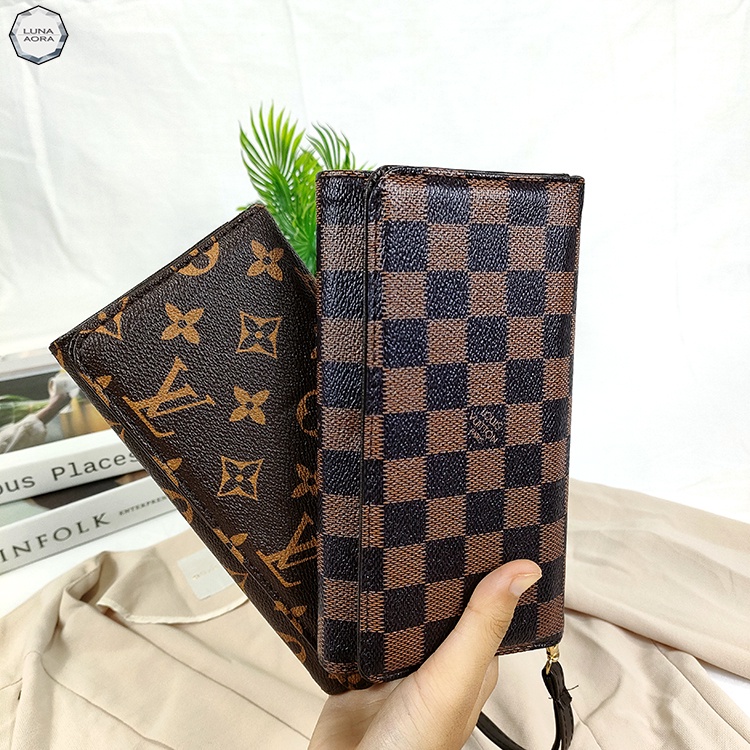 Dompet ELVI Kipas Lipat Dua Motif Slot Kartu Dompet Panjang Kulit pu