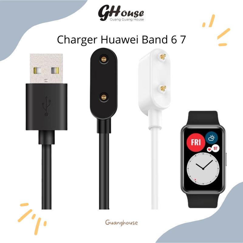 Kabel Charger Huawei Band 7 Kabel Charging Huawei Band 6 Band 7 USB Kabel Charger Honor Band 6 Hitam Putih Charger Magnetic