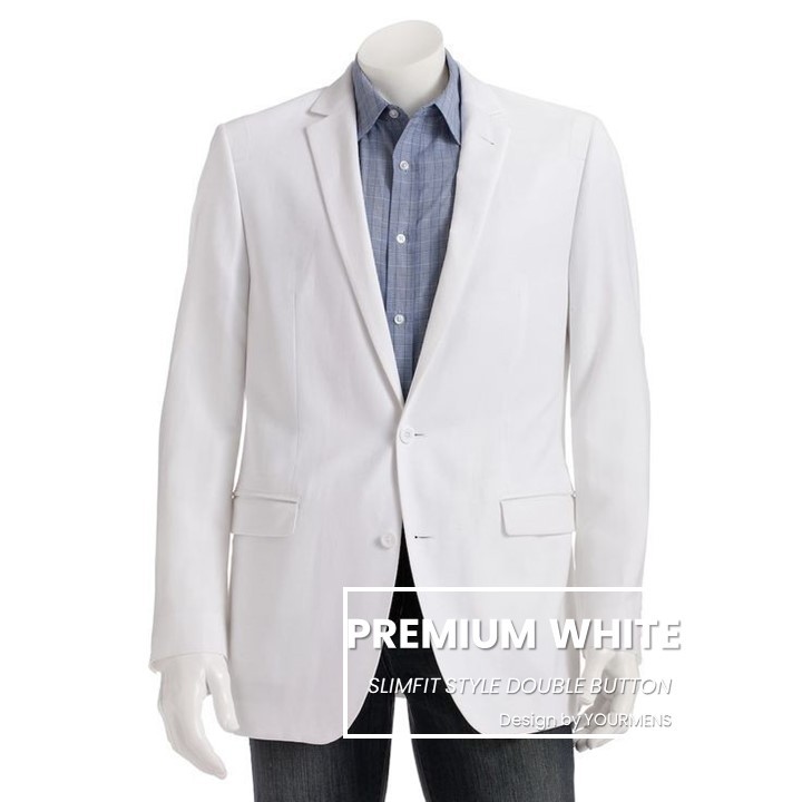 BLAZER PRIA SLIMFIT WARNA PUTIH PREMIUM LONG SLEEVE STYLE ORIGINAL NIKAYU FULL FURING