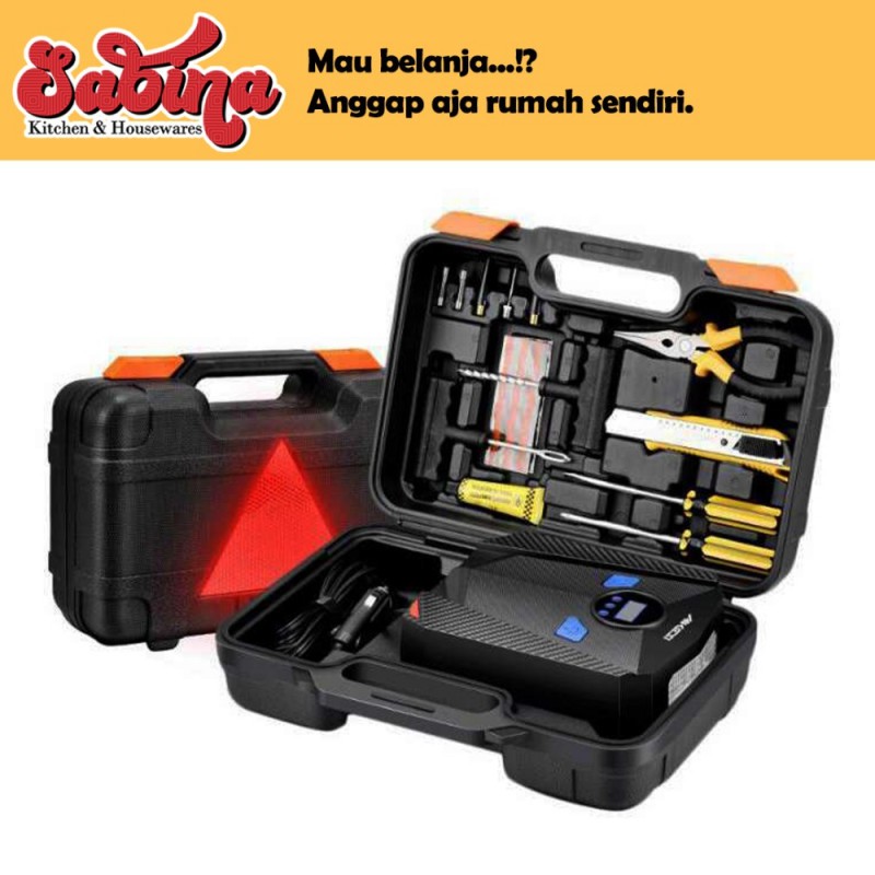 Pompa Ban Mobil Angin Elektrik Inflator Set Perkakas Tambal Portable