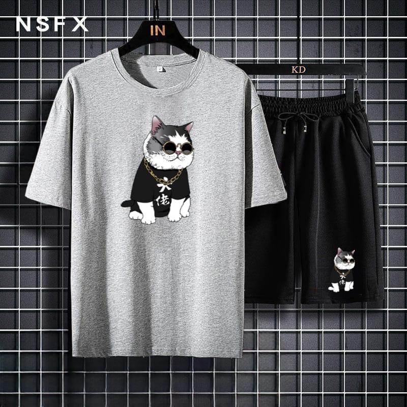 Asgard777 - Setelan KUCING CAT PENDEK / satu set / setelan / baju pendek / celana pendek / baju cowok / baju pria