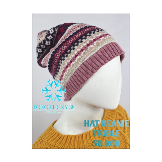 Topi Kupluk Motif Tribal Hat Beanie