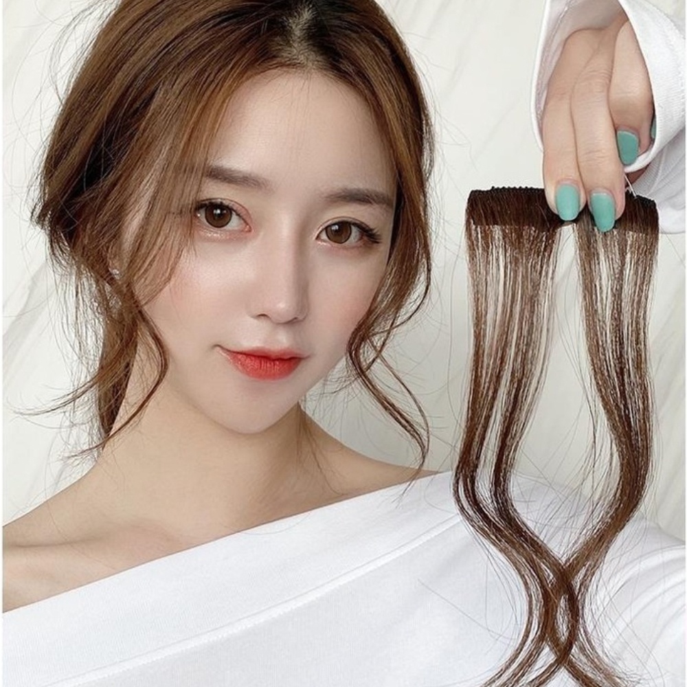 Wig / Rambut Palsu Wanita Model Panjang Gelombang Dengan Poni