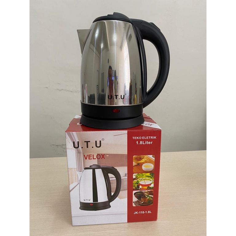 Teko / ceret listrik stainless UTU velox 1.8 liter