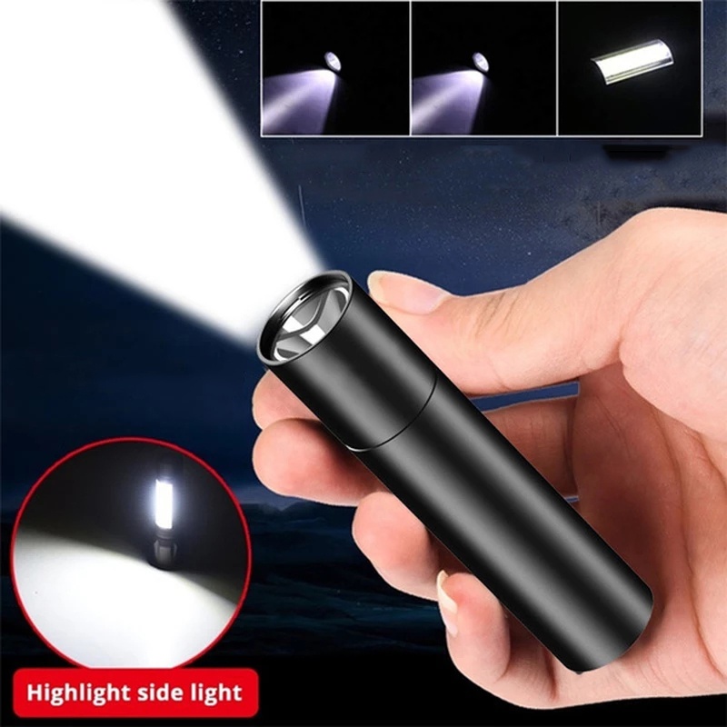 Lampu Senter LED Mini Portable Anti Air Zoom Teleskopis Usb Rechargeable Untuk Camping / Hiking