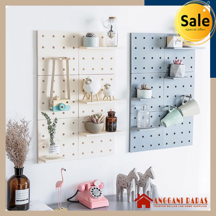 Pegboard Papan Berlubang Hole Board Rak Tempel Rak Dapur Kamar Mandi Ruangan Tamu Astetik