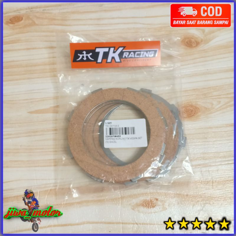 Kampas Kopling Set Vespa 2 TAK TK racing isi 5 untuk Vespa Sprint , Super , PX 2 Tak Merk TK Racing