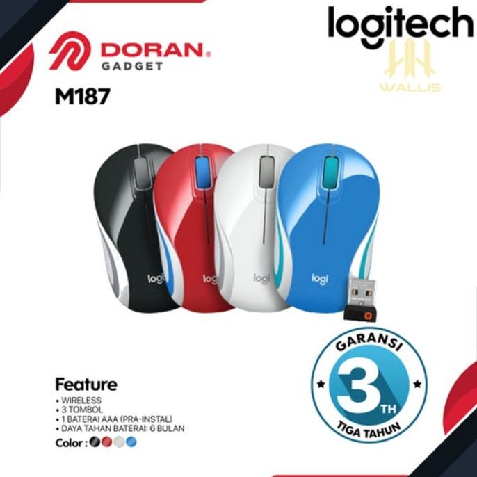 Mouse W3Mk615 Wireless Logitech M187 Plus Usb Adapter Original Garansi A6R6Cm3Wos