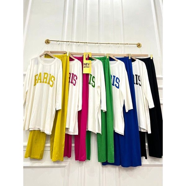 SETELAN KAOS ALLSIZE seri PARIS setelan wanita kekinian,setelan viral