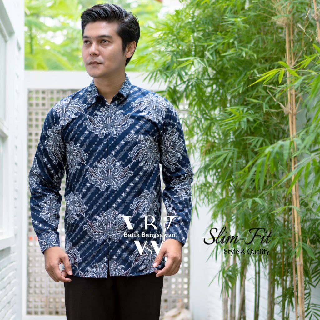 Kemeja batik slimfit lengan panjang size m l xl xxl xxxl