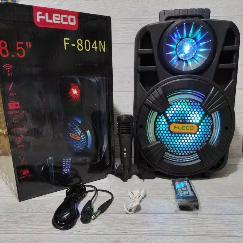 COD SPEAKER BLUETOOTH FLECO 8'5 INCH F-804N LED BONUS  MIC KARAOKE X-BASS//SPEAKER SALON AKTIF X-BASS//SPEAKER KARAOKE//SPEAKER FLECO X-BASS