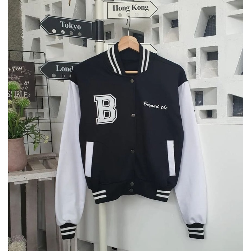 BEYOUND CROP JAKET BASEBALL | JAKET VERSITY CROOPE | BEYOND THE AGE BISBOLL WANITA KOREAN STYLE