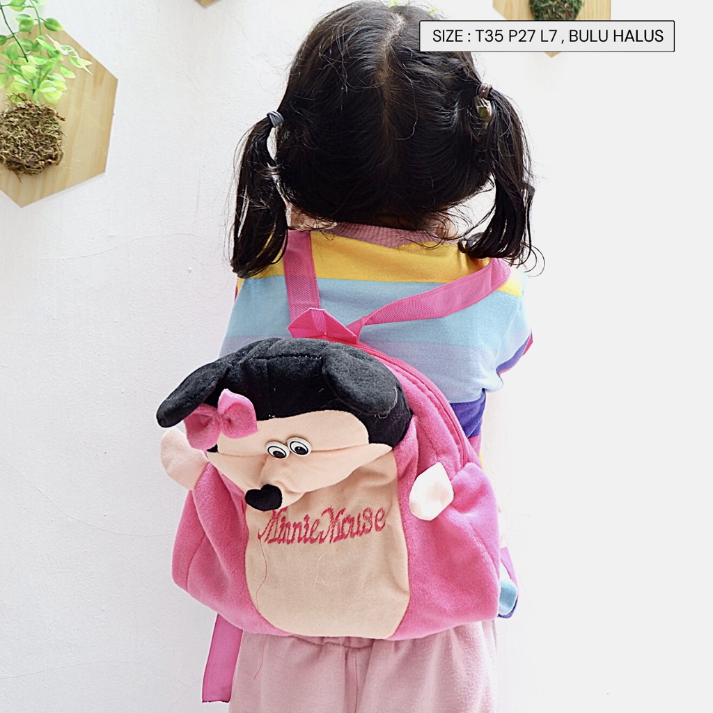 Tas mainan karakter anak kartun boneka ransel anak boba sekolah tk paud gambar kelinci / gajah / anjing / bebek