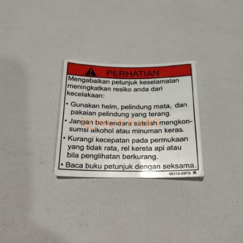 stiker sticker label warning peringatan all motor suzuki