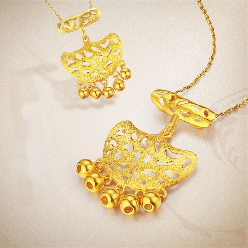 [Ready Stock]Fashion Vintage Gold Plated Pendant Longevity Lock Necklace