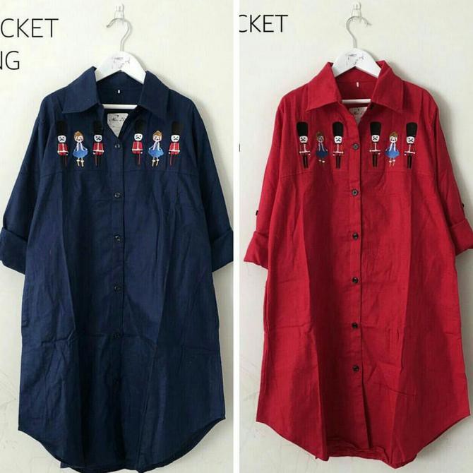 Model Terbaru Baju Atasan Wanita Tunik Baju Muslim Blus Muslim Story Pocket - Merah, Xl Bagus