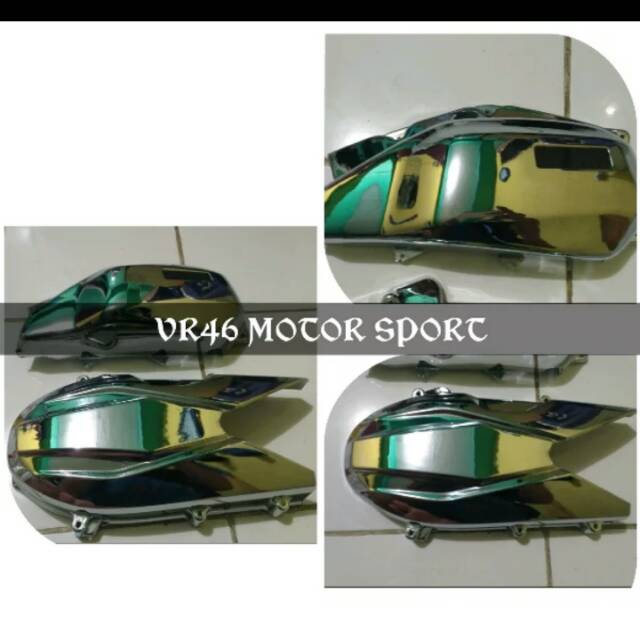Cover cvt vario 125 led lama 150 led lama chrome + tutup filter vario 125 led 150 chrome