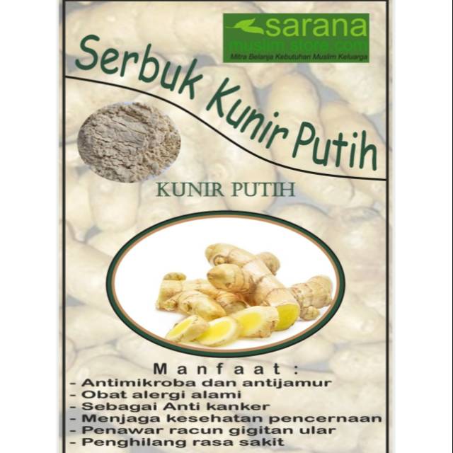 Serbuk Bubuk Kunir Kunyit Putih Kemasan 250gr Asli Kaya Manfaat