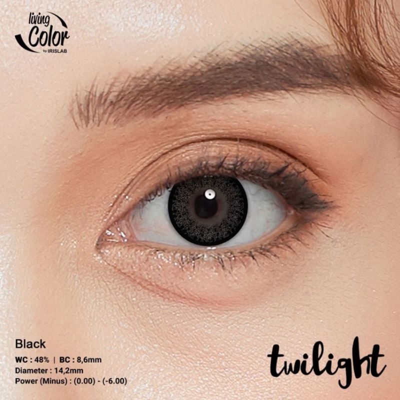 Softlens LIVING COLOR TWILIGHT 14.2 MM BLACK MINUS -0.50 S.D -6.00 by IRISLAB